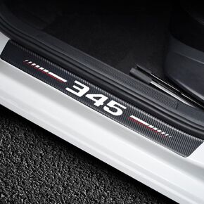 4PCS Carbon Fiber for Dodge Ram 1500 Car Accessories Door Sill Protector 1500 Emblem Door Sill Scuff Plate Threshold Guard Cover Trim Reflective Automotive Door Sill Sticker (1500)