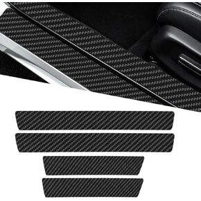 Car Door Sill Protector, Sport Carbon Fiber Threshold Guard Scuff Cover Strip, Anti-Scratch Car Door Entry Edge Protection Sticker, Auto Bumper Decoration Accessories for Most Vehicles (4PCS)