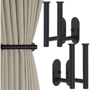 Yagoo 4 Pcs Adhesive Curtain Holdbacks，Screw-in Curtain Tie Backs Curtain Holders Tiebacks Curtain Hooks for Wall Mounted Curtain Pull Backs for Home Decor Drapes (4, Gold)