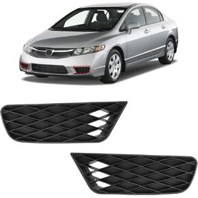 BXZ Front Bumper Insert Outer Grille Fog Light Lamp Cover Bezel Pair For 2009 2010 2011 Honda Civic(Not For 2DR)