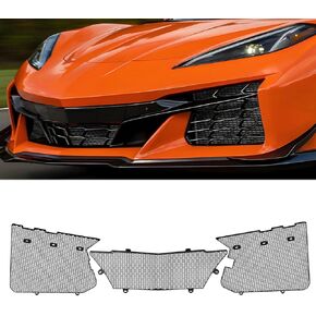 3Pcs Upgraded Front Radiator Guards Grille,Aluminum Body Bumper OEM Style Front Outer Grill Guard Car Protection Screens Grille Vents Insert Mesh Set for Corvette C8 Z06/E-Ray 2023+ (BLACK)