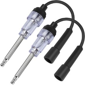 2PCS Car Inline Spark Plug Tester, Straight Boot Vehicle Engine Ignition Tester Light, Small Armature Auto Diagnostic Detector for Internal External Engine, Universal for Most Cars