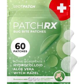 بقع لدغة Batchrx Bug (60 حزمة) لدغة البعوض راحة للأطفال (Hydrocolloid ، Aloe Vera & Witch Hazel ، بقع البعوض للجلد ، ملصقات تخفيف حكة لدغة الحشرات (صديقة للبشرة)
