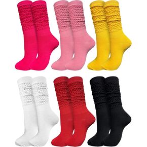 6 Pairs Slouch Socks for Women, Soft Extra Long Thick High Slouch Slouchy Sock for Girls Women Mothers Gifts