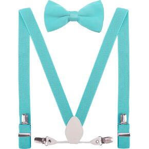 Mens' Boys' Suspenders and Bowtie Set Elastic for Wedding