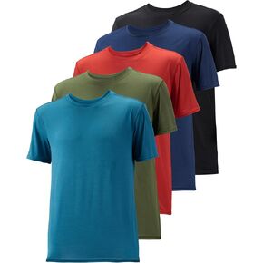 5 Pack Mens Workout T-Shirts Quick Dry Athletic Short Sleeve Crew Neck Running Gym Tee Tops