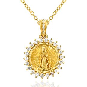 Virgin Mary Necklace for Women 925 Sterling Silver Mother Mary Necklace Catholic Gifts