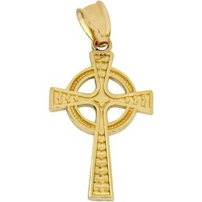 High Polish 14k Yellow Gold Celtic Cross Charm Pendant
