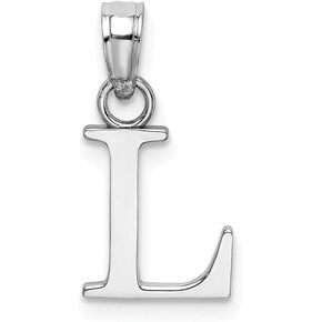 14k White Gold A Block Initial High Polish Pendant