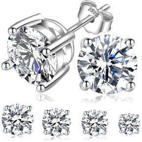 Jewelry Moissanite Stud Earrings For Women, 0.2-8CT Four-Prong S925 Sterling Silver Unisex Earring, (D Color VVS1 Clarity Moissanite) Hypoallergenic 14K White Gold/Gold Plated Earrings For Men Women Gift in Kuwait