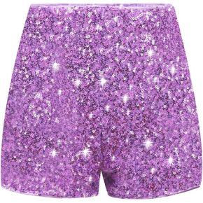 WELAKEN Girls Sequin Shorts Kids Sparkly High Waist Elastic Glitter Party Dance Shorts with