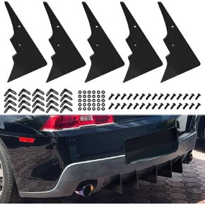 for Camaro 5th Gen Rear Diffuser Set V1 2014-2015, 5 Fins Set Diffuser Shark Fin Kit (Black)