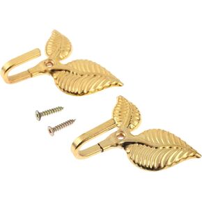 2Pcs Curtain Tieback Hooks Multifunctional Wall Hook Bronze Vintage Leaf Design
