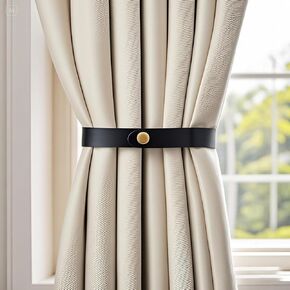 Pu Leather Stain Backs ، Clips Startain Buckle for Window Draperies of Home Home Startainers ، Rope Decoration Stertains Creative Buckle Modern Minimalist Set من 2 (بني غامق)