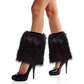 Barelove Women's Faux Fur Leg Warmers ، Plush Soft Furry Fluffy Winter Long Boot Cuff Cuff Coff