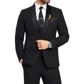 Suits for Men Slim Fit 3 Piece Mens Suit Shawl Lapel Jacket Vest Pants Formal Wedding Prom Men's Tuxedo Suit Set