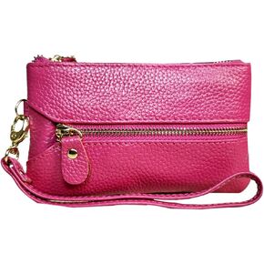 Women Leather Coin محفظة ومنظمت رئيسية تغيير محفظة Coin Leather Leather مع 6 خطافات للمفاتيح 3 جيوب مضغوط (أسود)