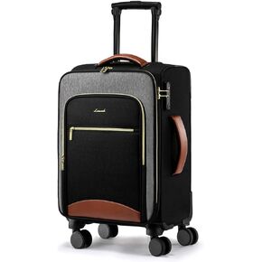 LOVEVOOK Carry On Luggage 22x14x9 Airline Approved with Spinner Wheels, 20 Inch Softside Suitcases, Lightweight Rolling Travel Carry on Suitcase with TSA Lock for Women Men, Black-gray-brown in Saudi Arabia
