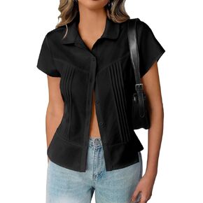 جرس CICY WOMENS الأكمام قصيرة الأكمام أسفل القمصان المطوية