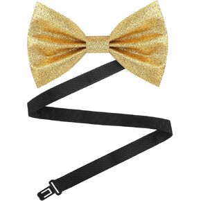 1 PCS Tie Gold Bow ، ربطة عنق الترتر ، الطول القابل للتعديل يتوهم بريقًا بريقًا لامعًا بريقًا للرجال ، حفل زفاف فستان تنكري ،