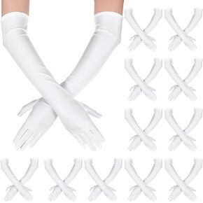 12 Pairs Long Satin Gloves for Women Bride Elbow Opera Costume Dress Stretchy Formal Glove
