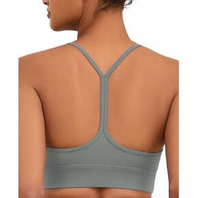 Womens Y Sports Bras Yoga Top with Removable Cups Spaghetti Thin Strap Workout Bra Tops for Light Support