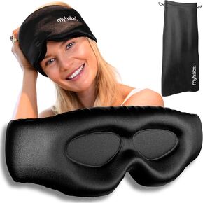 Myhalos 3D Mulberry Slek Sleep Mask للنساء والرجال مع الكؤوس ، تعتيم - أقنعة العيون الحريرية للنوم في أي مكان ، والسفر ، والليل ، والوجه ، وغطاء العين ، وقناع النوم ، و seymask ، و Sleepmask