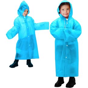 anyoo Kido Rain Poncho 2 عبوة معطف المطر مع غطاء محرك السيارة والأكمام خفيفة الوزن معاطف المطر القابلة لإعادة الاستخدام للبنين والبنات