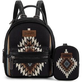Montana West X Wrangler Mini Backpack Aztec Back Pack Pack for Women WG174-8601BK