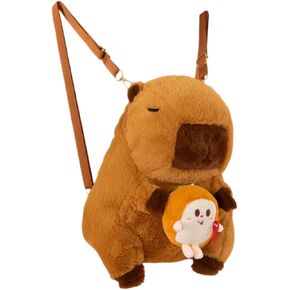 Capybara Bow Knot Orange Flower Lollipop Cute Plush Backpack Kawaii Design for Women Ita Bag (Pink Bow)