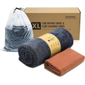 1300GSM Car Drying Towel Microfiber Towels for Cars 24''x36'' Large Giant Big Microfiber Cleaning Cloth with Car Wash Premium Double Twisted-Loop Super Absorbent Soft No Scratch (Grey)