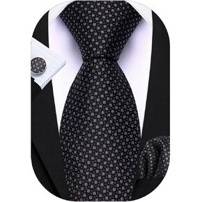Barry.Wang Ties for Men Silk Tie Sets Polka Dot Woven Necktie Pocket Square Cufflinks Business Wedding