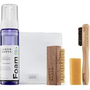 Jason Markk جاهز للاستخدام والجلد من جلد 5 قطع باقة Kit Bundle ، وفرشاة من جلد الغزال وممحاة البقع ، والرغوة الجاهزة للاستخدام ، وفرشاة شهية ، ومنشفة الألياف الدقيقة ، آمنة للجلد ، الجلد المدبوغ ، القطن ، القطن ، الصوف ، Felt ، K.