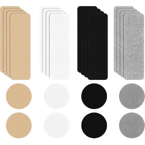Bremorou 24Pcs Shoe Patches for Holes Shoe Heels Repair Rectangular Round Form Patch for Shoes Self-Adhesive Heel Hole Patch Kit Tennis Shoes Repair Patches for Sneakers High Heels