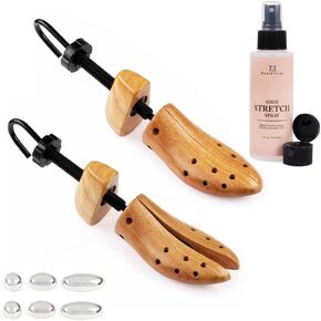 FootFitter Professional 2-Way Shoe Stretcher Set with 4 oz. Shoe Stretch Spray (Men’s Small 7-8.5)