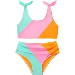 Weixinbuy Toddler Girls Swimsuits Bowknot Bikini Set Bathing Suit Swimwear for Girls 2-12 Years