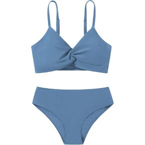 ESHOO Girls Swimsuits Tankini Bathing Suit 2 Piece Bikini Sets Girls Criss Cross Swimwear with Chest Pad for 9-16 Years