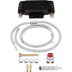 Oil Cooler, 85ml Motorcycle Engine Oil Cooling Radiator System Kit for GY6 100CC-150CC(Black)