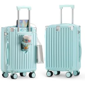 20 Inch Carry on Luggage Carry-on with Cup Holder & USB Port, Luggage with Airline Approved TSA Lock, Softside Lightweight carry on luggage 22 x 14 x 9 airline approved 360° Spinner Double Wheels