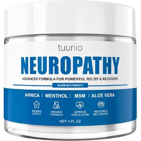 Neuropathy Nerve Relief Cream, Nerve Savior for Neuropathy, Maximum Potency Relief Cream for Feet, Hands, Legs Toes and Back, with MSM, Arnica, Menthol ＆ Aloe Vera, 120 ML