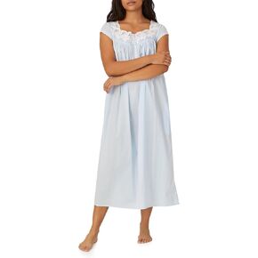 Eileen West Queen Anne's Lace Florentine Cap Sleeve Nightgown, 100% Cotton Lawn with Venise Lace, Pockets, 50" Length