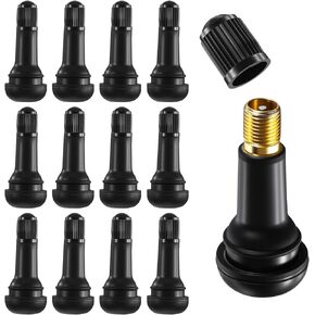 12 Pcs Premium TR413 Tubeless Tire Valve Stems, Black Rubber Snap-in Tire Valve Stem Replacement Tyre Valves Stems for 0.453" Tubeless Rim Holes on Cars Go-Karts Trucks Lawn Mowers Trailers