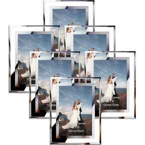 PETAFLOP 5x7 Picture Frames, Mirrored Glass Photo Frame 5 by 7 for Tabletop Display, Set of 6