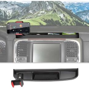 RT-TCZ Dash Mount Holder Cell Phone Holder with Storage Box Kit Bracket Center Console Interior Accessories for Dodge RAM 2012-2017