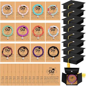 Tondiamo 12 Sets Graduation Gifts for Her Graduation Compass Bracelets Gift Cards Box Set Graduated Inspirational Cards in Cap Box Graduation Gift for Colleges for Class of 2025 High School Seniors