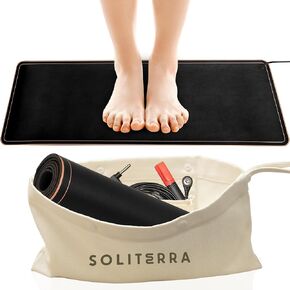 Grounding Mat for Feet - Foldable Earthing Grounding Mat for Bed with Tester Pen & Cord - Lightweight PMF Pad for Sleep, Meditation, Office, Yoga & Stress Relief - Canvas Bag, Desert Dusk