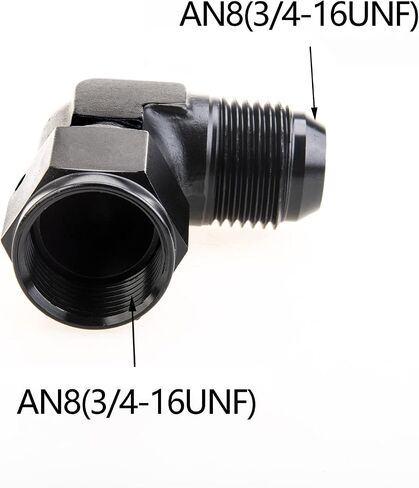 8AN Female to 8AN Male Flare 90 Degree Swivel Hose Fitting Adapter Aluminium Anodized Black 2Pcs in Saudi Arabia