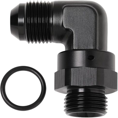 8AN Male Flare to 8AN -8 ORB O-ring Boss 90 Degree Swivel Fitting Adapter Aluminum Black in Saudi Arabia