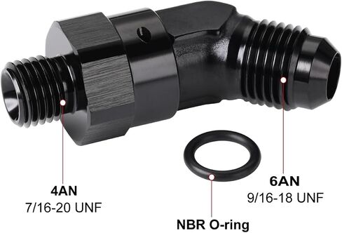 8AN Male Flare to 8AN -8 ORB O-ring Boss 90 Degree Swivel Fitting Adapter Aluminum Black in Saudi Arabia