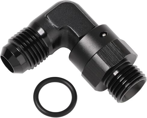 8AN Male Flare to 8AN -8 ORB O-ring Boss 90 Degree Swivel Fitting Adapter Aluminum Black in Saudi Arabia